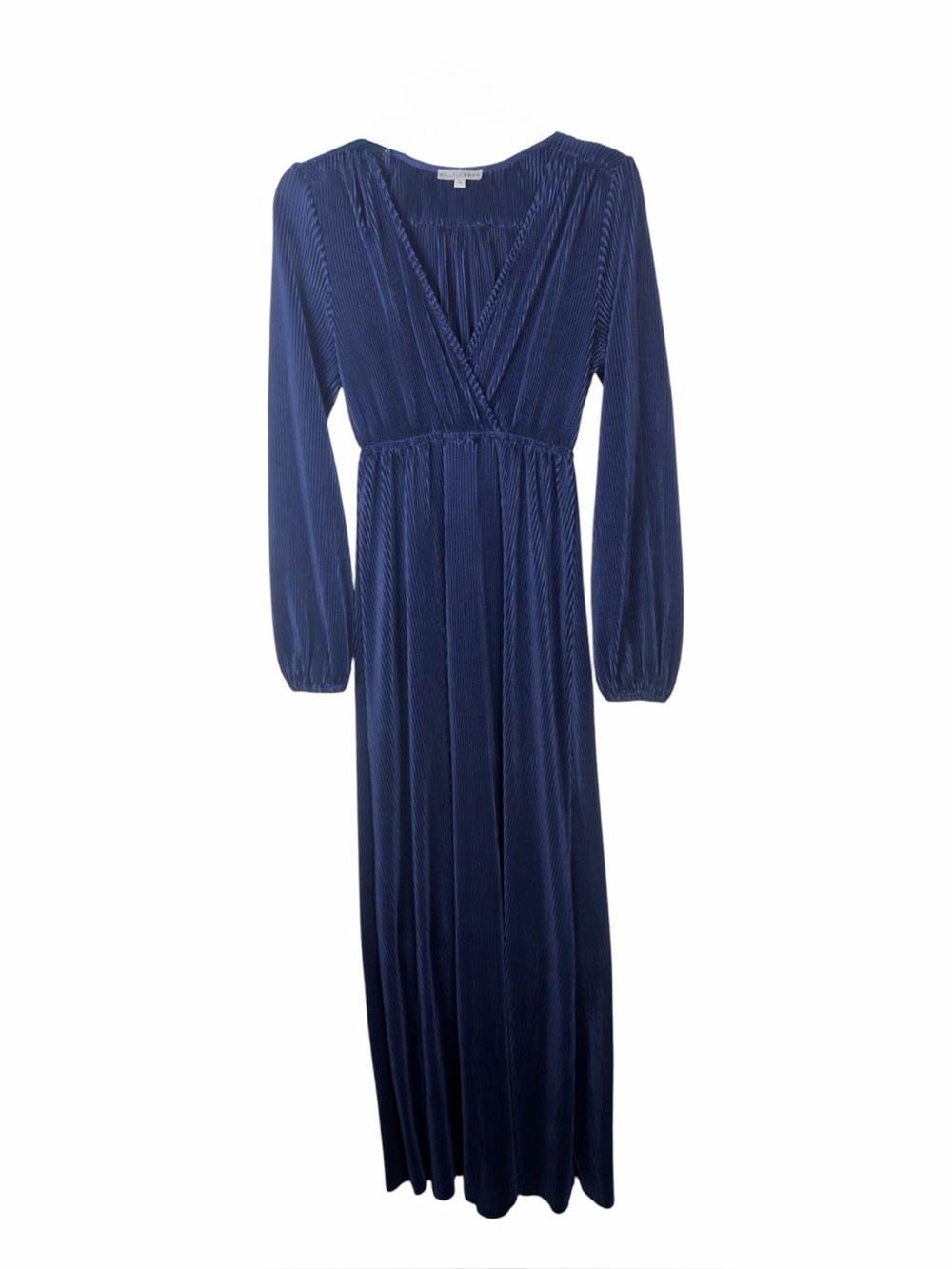Baltic Born NWOT Venus Pleated Navy Blue Long Sleeve Maxi Dress In Size Small.